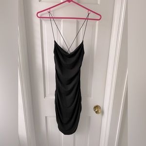 SHEIN ruched bodycon cross strap dress